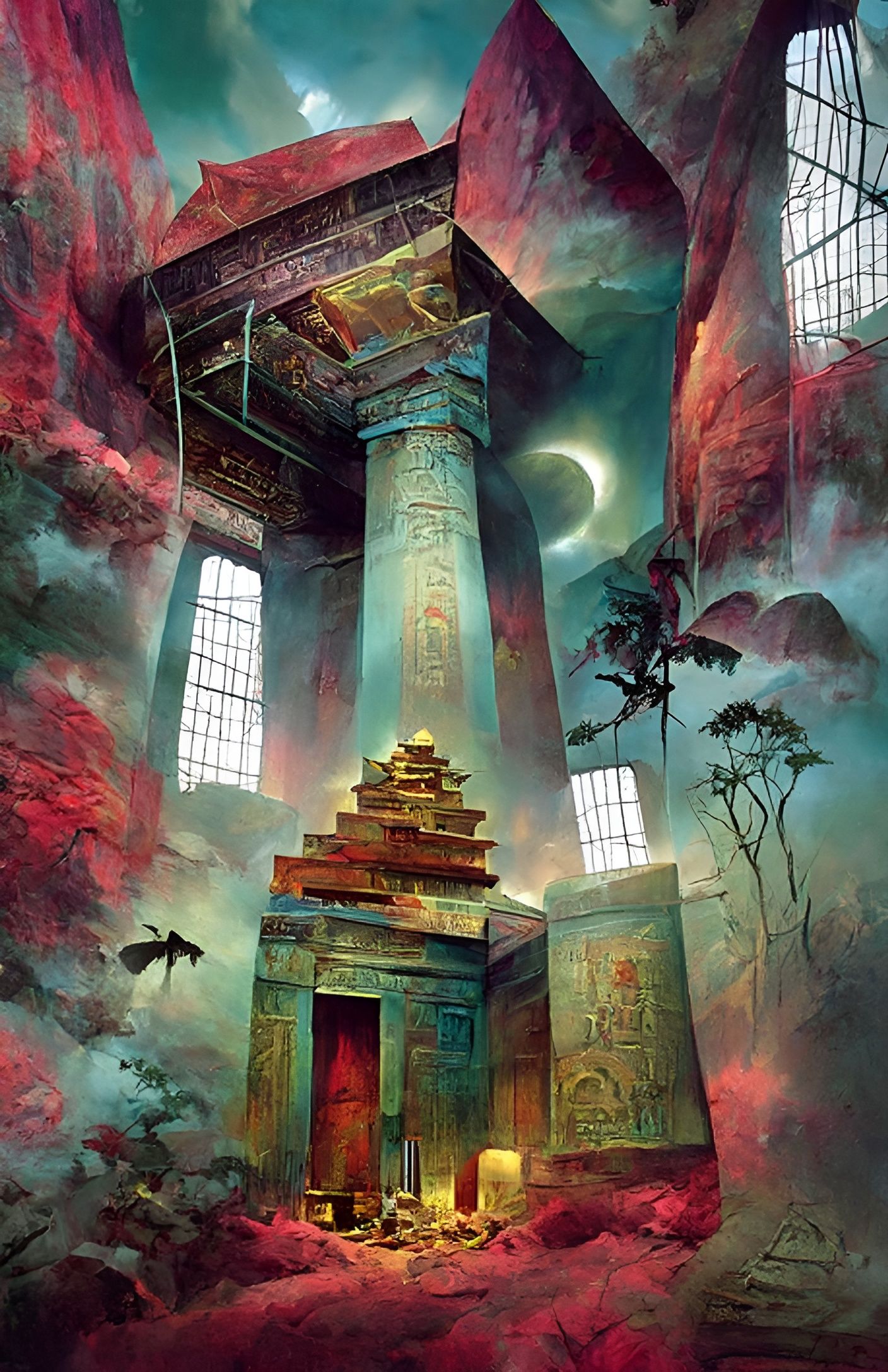 Mysterious Temple Illustration in Fantasy Art Style
