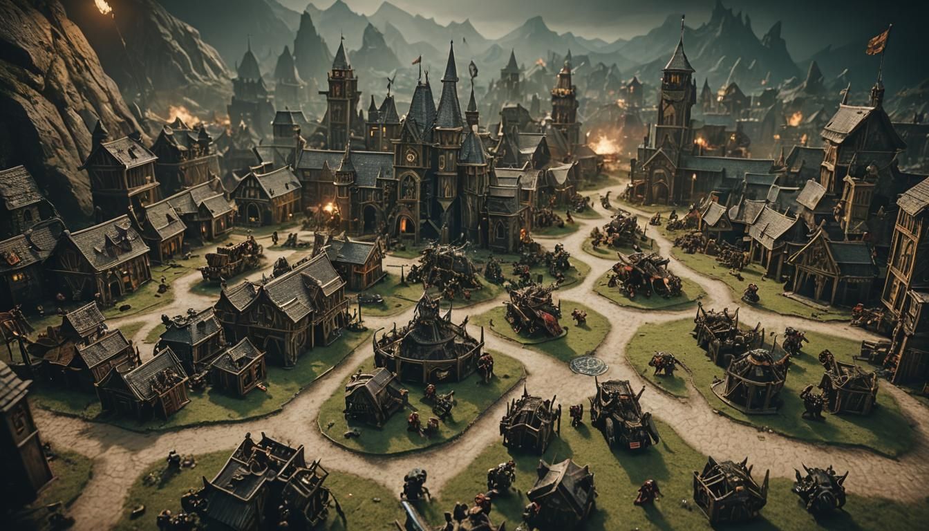 Epic Warhammer Battle Scene: A Cinematic Film Still