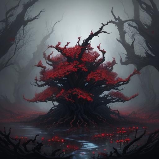 Sinister Crimson Berries in Detailed Matte Painting