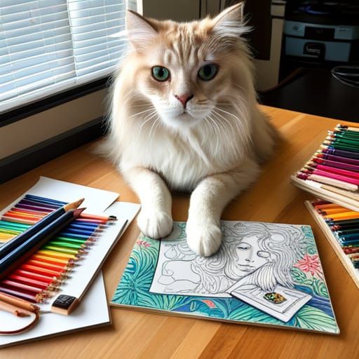 Ragdoll Cat's Coloring Book: Tropical Fish in Matte Painting