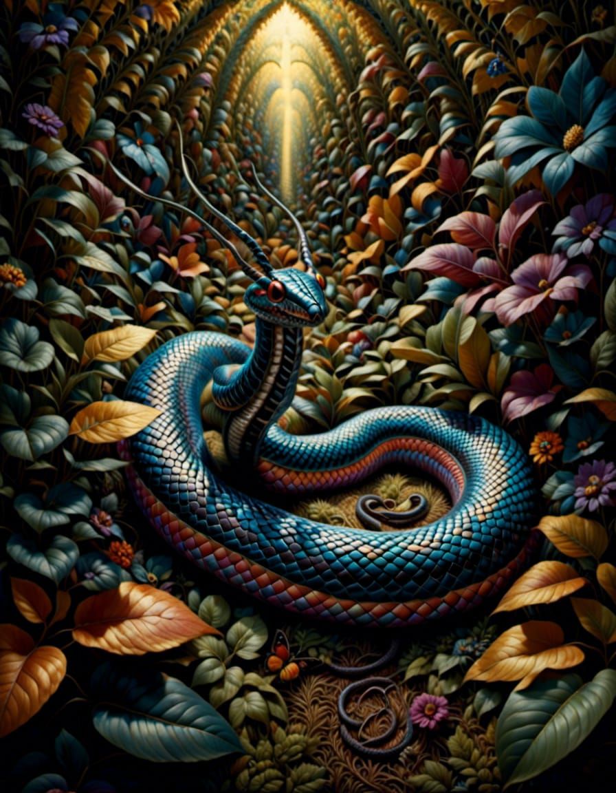 Giant Snake with Op Art Scales