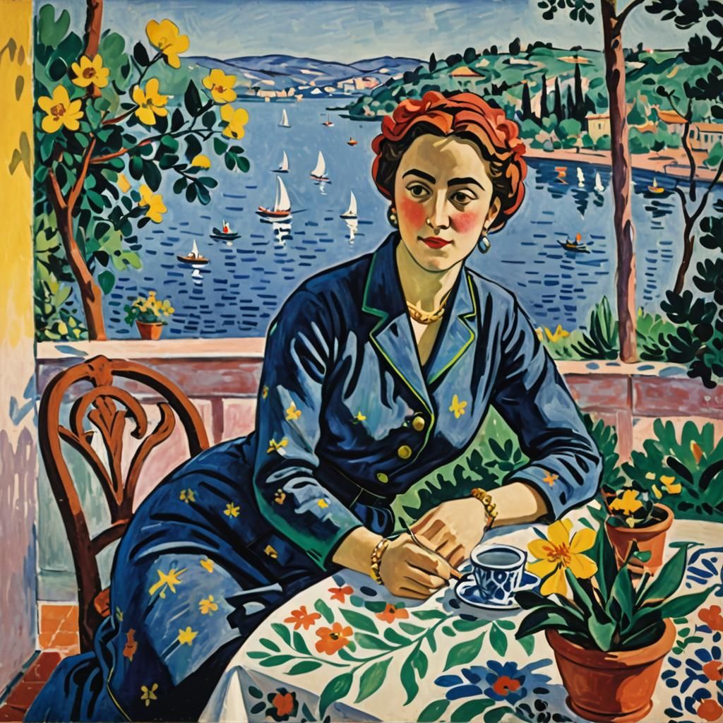 Woman on Lakeside Terrace in Fairycore Style