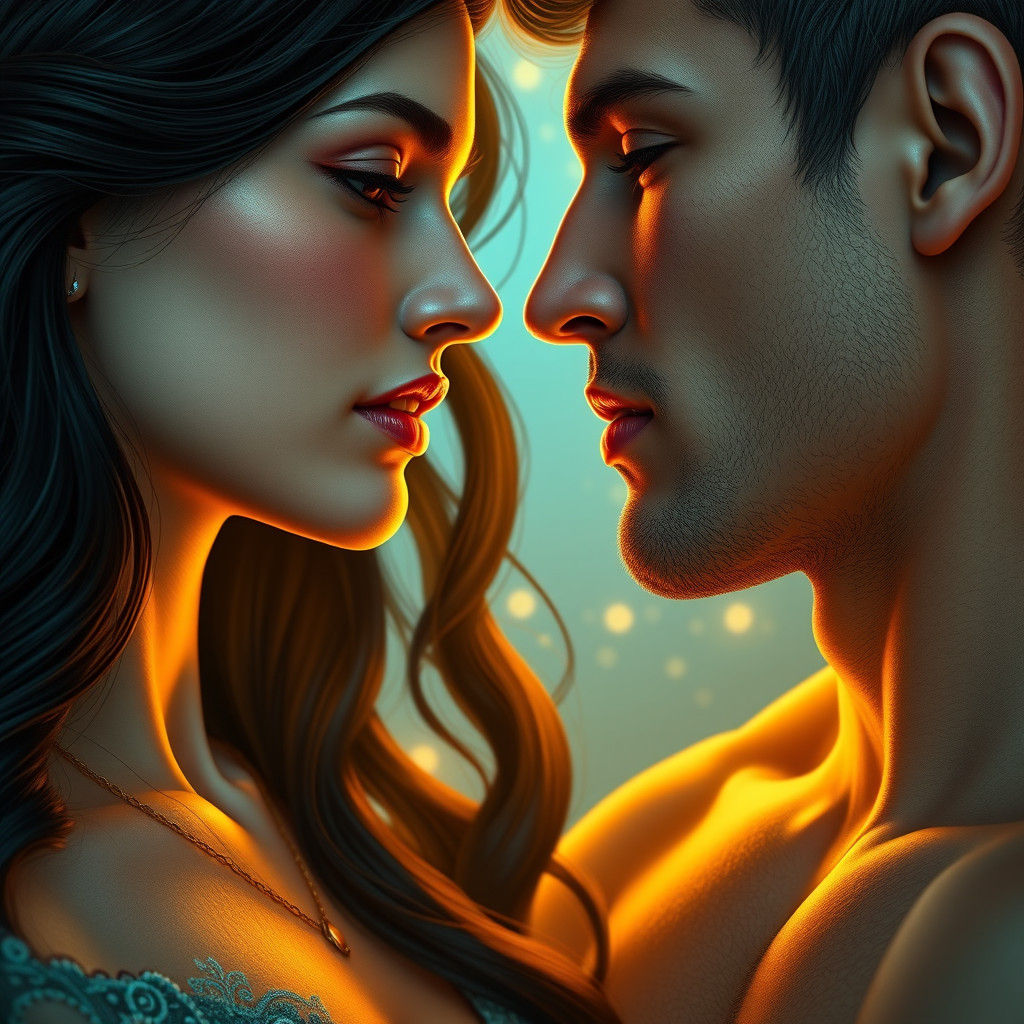 Romantic Portrait in Art Nouveau Style