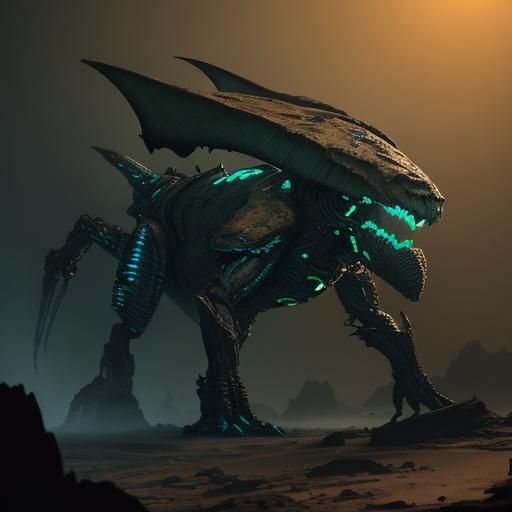 Biopunk Titanus Muto on Mars in Gritty Style