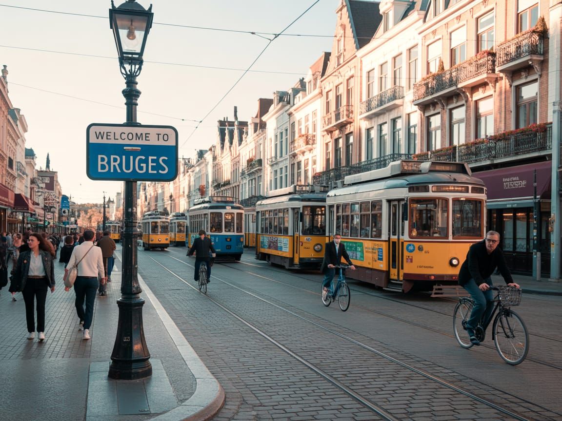 Vibrant Trams in a Charming European City