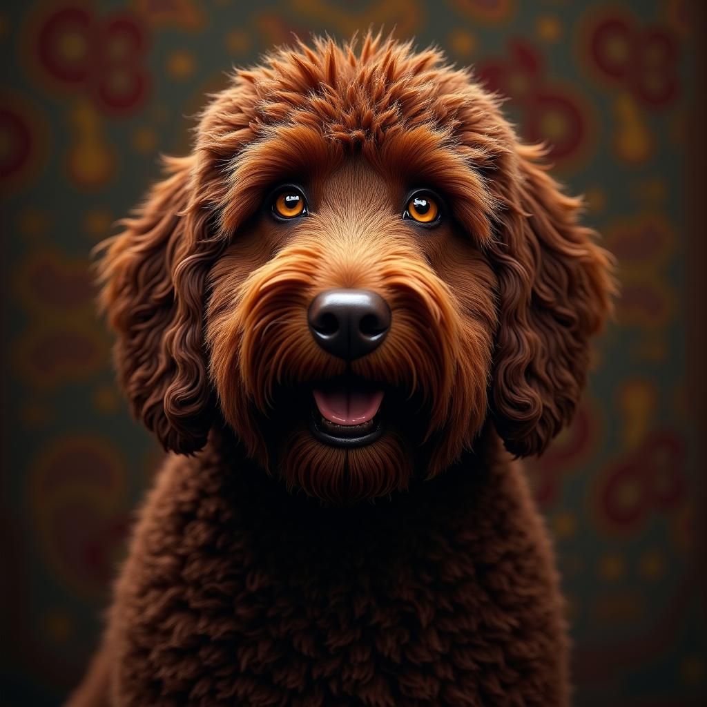 Regal Brown Bernedoodle with Piercing Orange Eyes