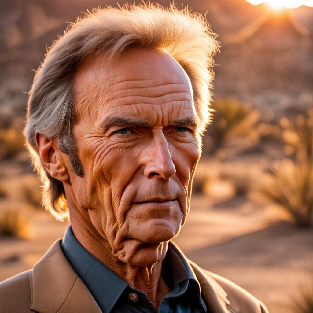 Clint Eastwood Portrait in Desert Golden Hour