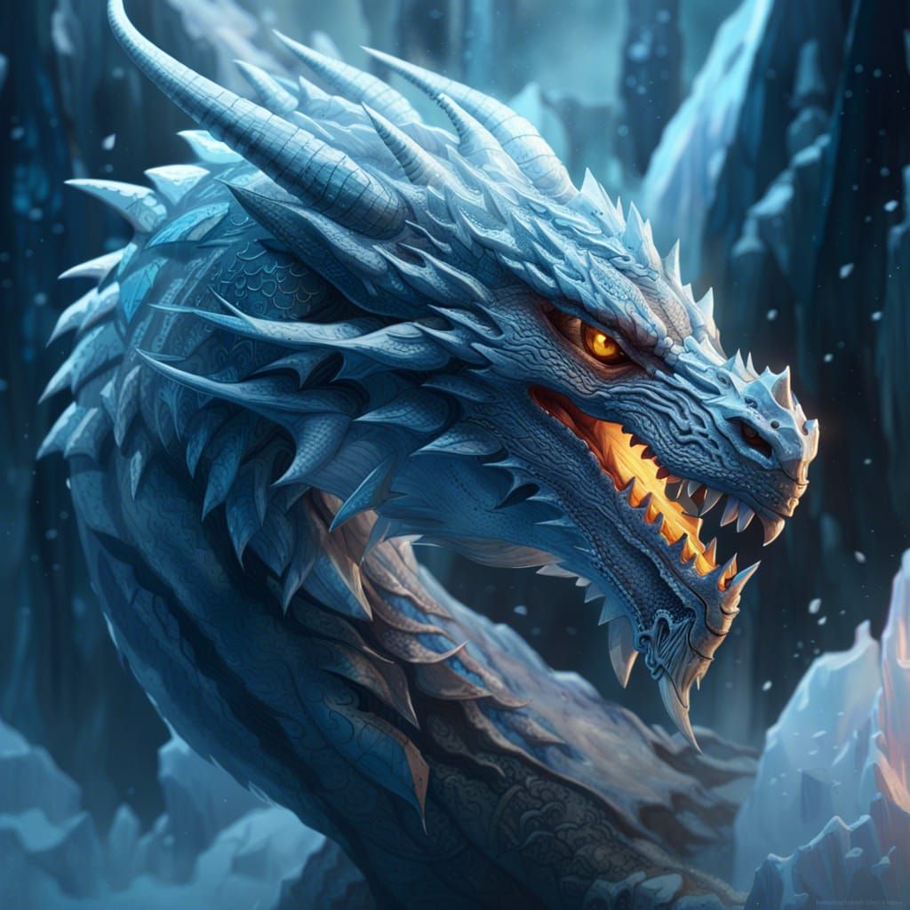 Icy Dragon in Dark Fantasy Concept Art