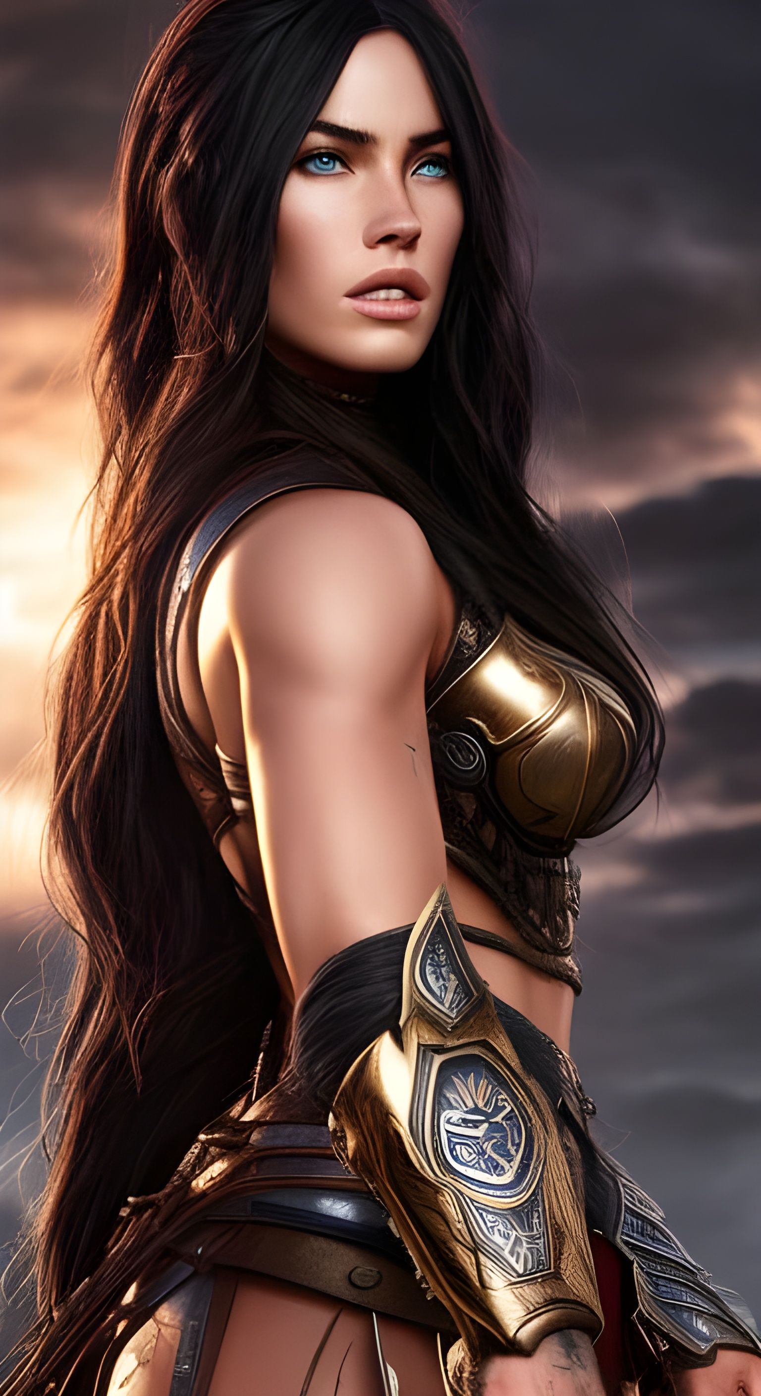 Megan Fox as Viking Warrior in Hyperrealistic Digital Art
