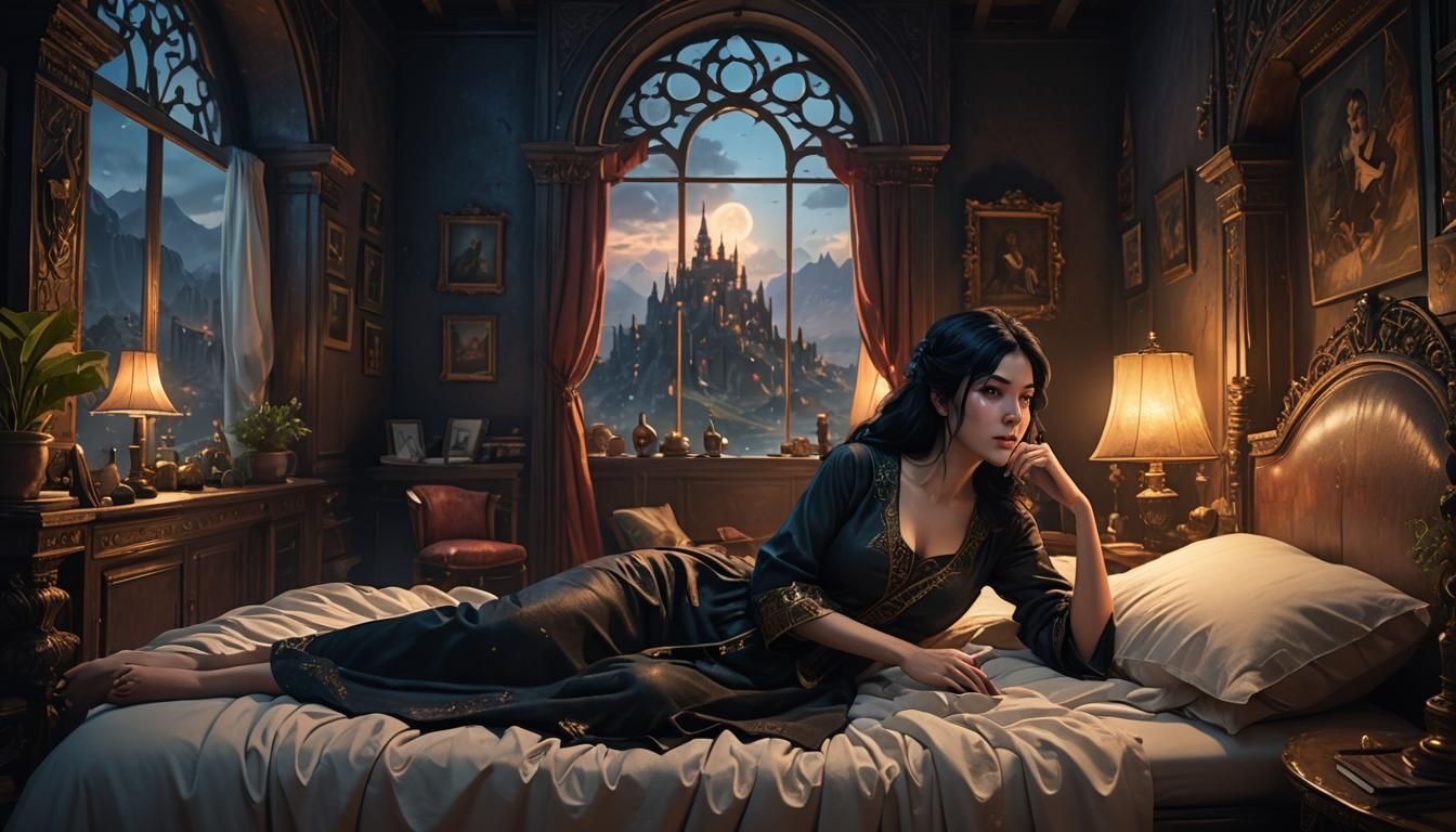 Fantasy Portrait of a Woman in Detailed Matte Painting