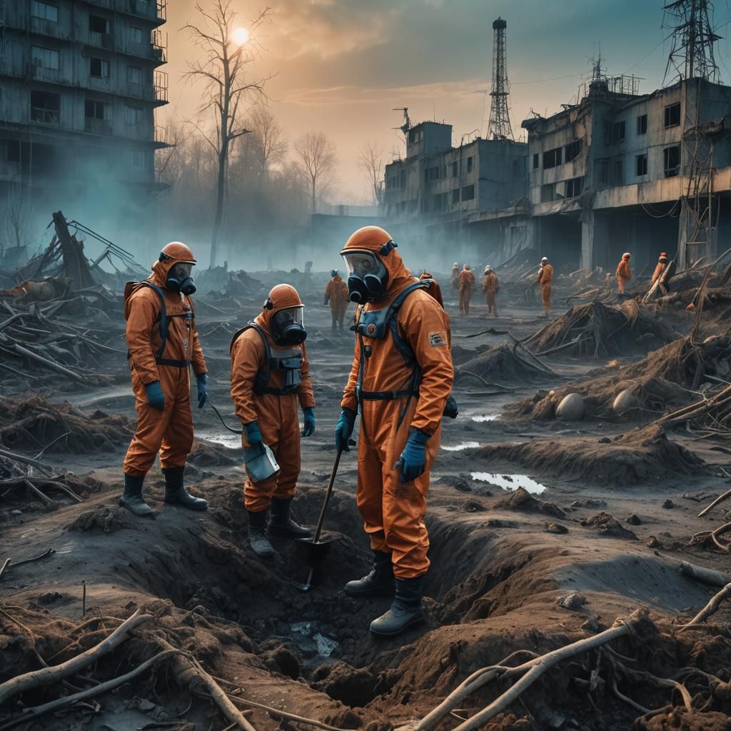 Chernobyl Liquidators in Eerie, Hyper-Realistic Landscape