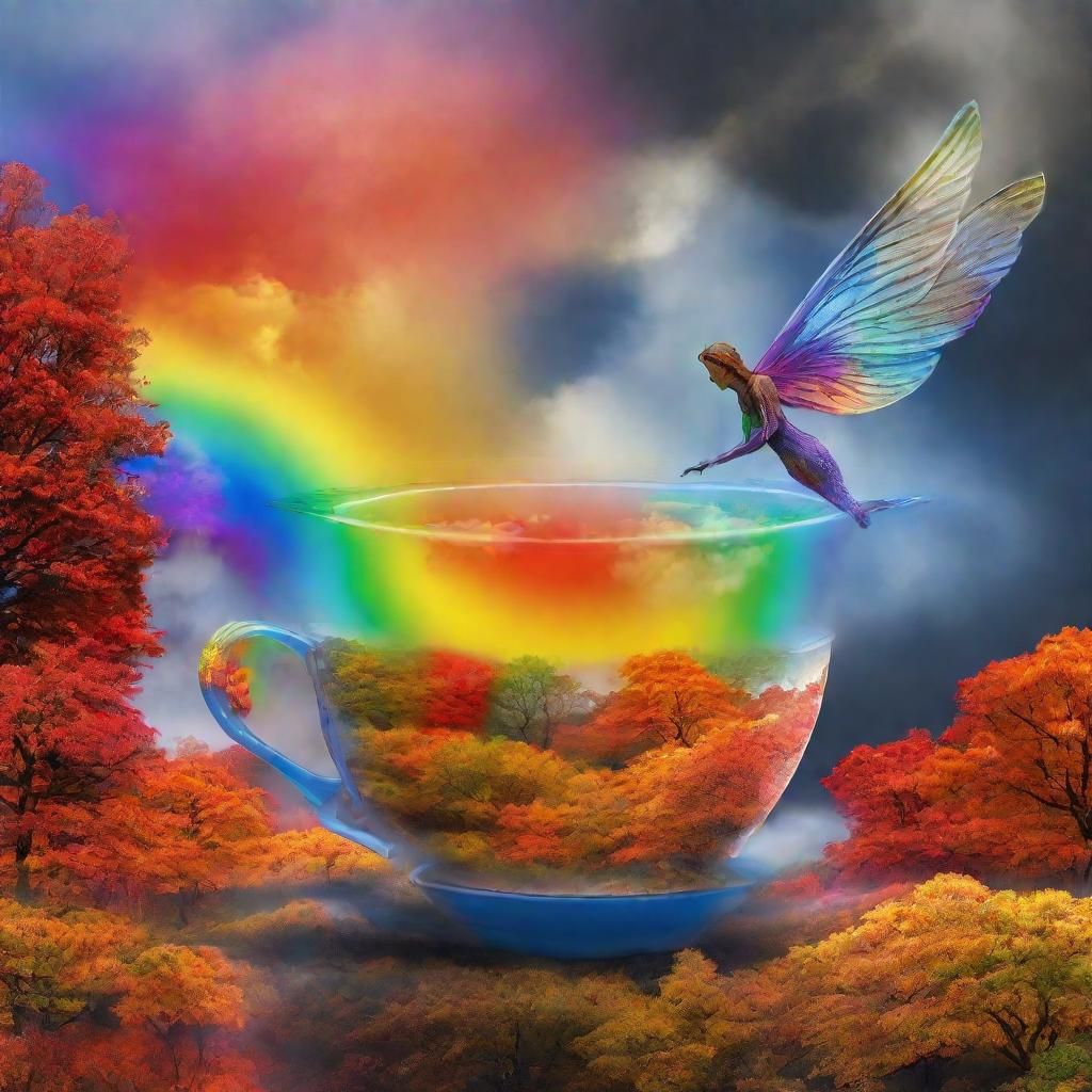 Colorful Non-Newtonian Fluid Lake with Rainbow Fairies