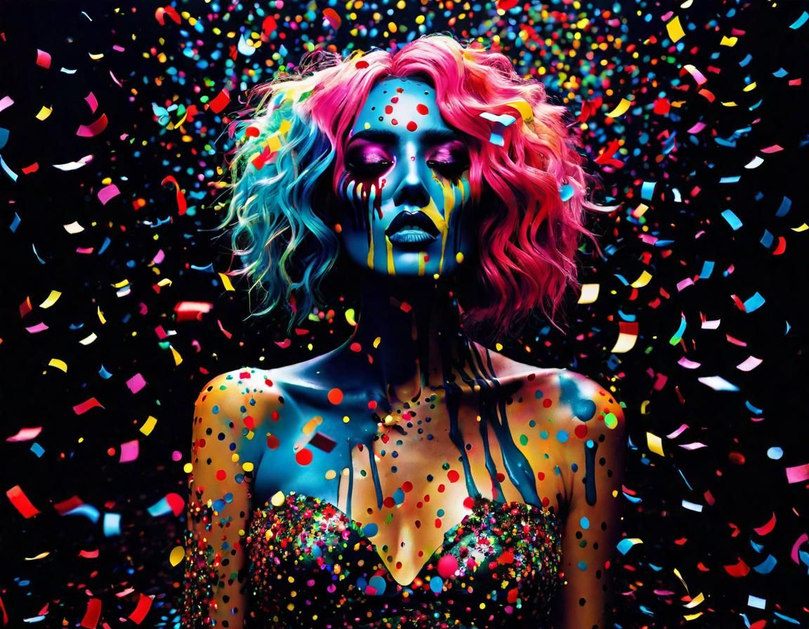 Confetti Zombie: Maximalist Splatter Art Portrait