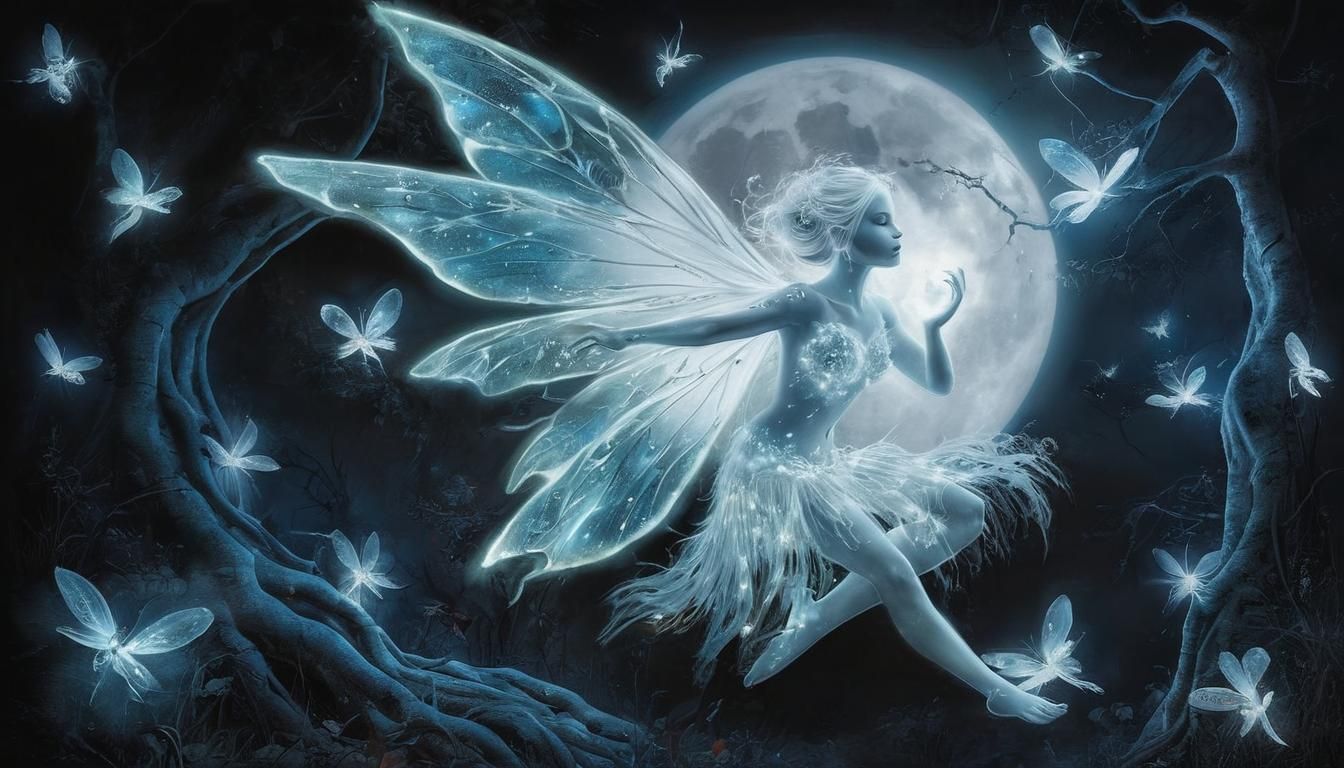Bioluminescent Light Fairy in Enchanted Forest