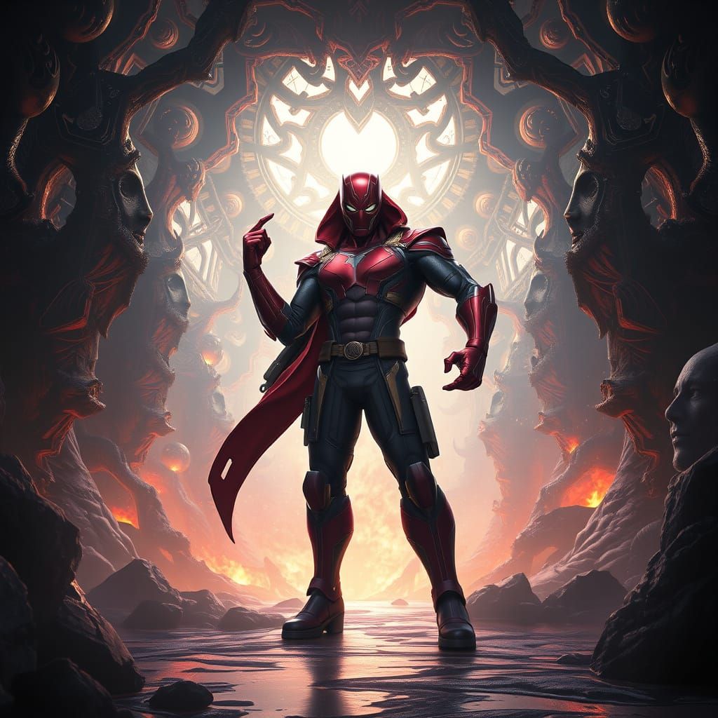 Heroic Marvel Character in Detailed Matte Painting