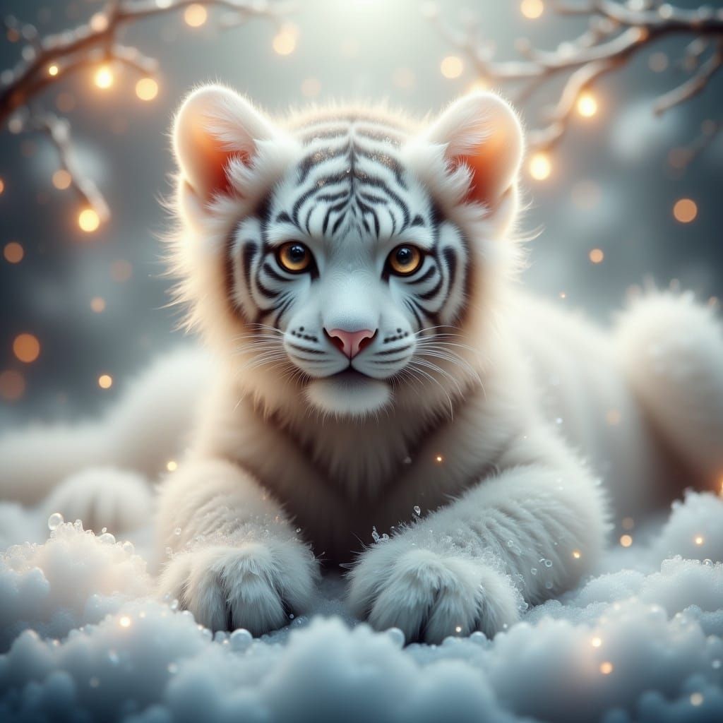Dreamy Siberian Tiger in Frosty Morning Glow