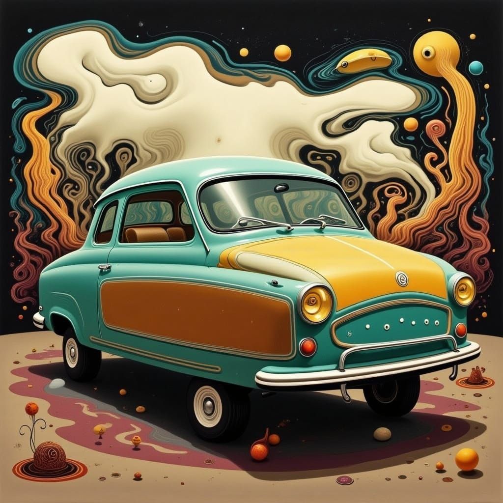 Citroën Ami 6 in Retro-Themed Setting