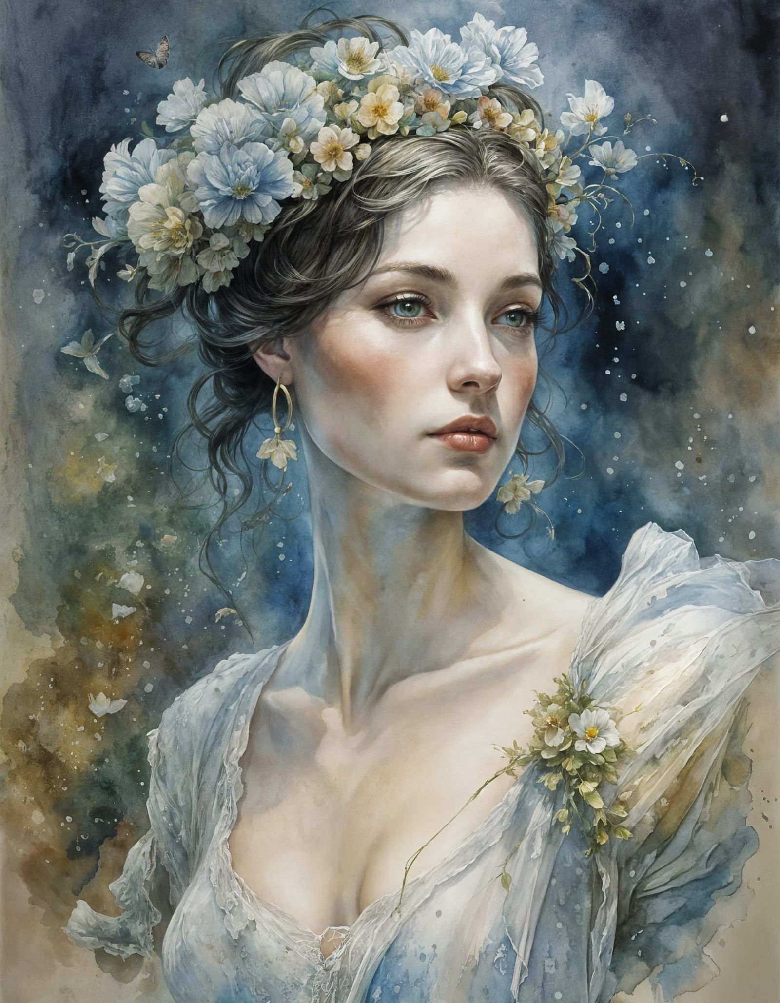 Ethereal Woman in Soft Focus Painterly Style