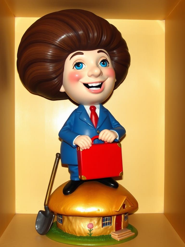 Man on Mushroom with Suitcase: Collectible Art