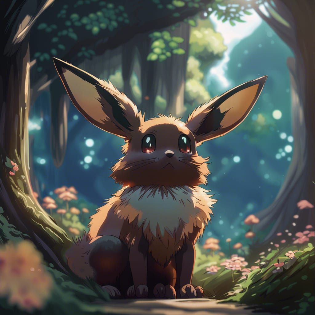 Eevee in Studio Ghibli Anime Style