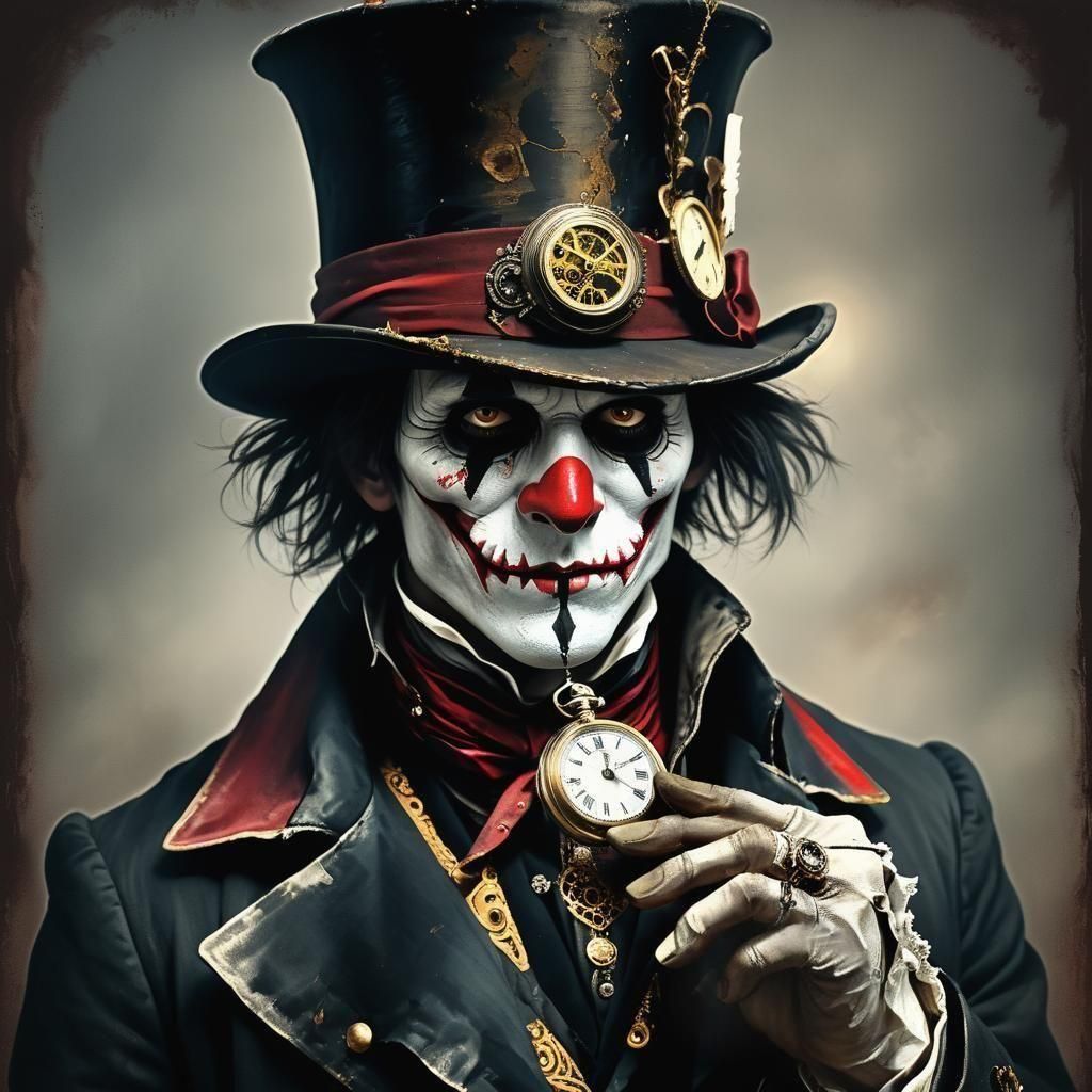 Eerie Masked Performer Holds Ticking Watch