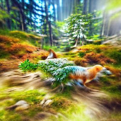 Fox Running Through Alpine Forest: Photorealistic 8k