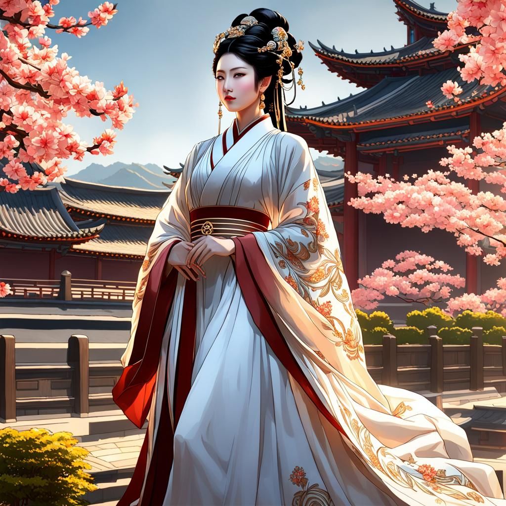 Wu Zetian in Tang Dynasty Ukiyo-e Landscape