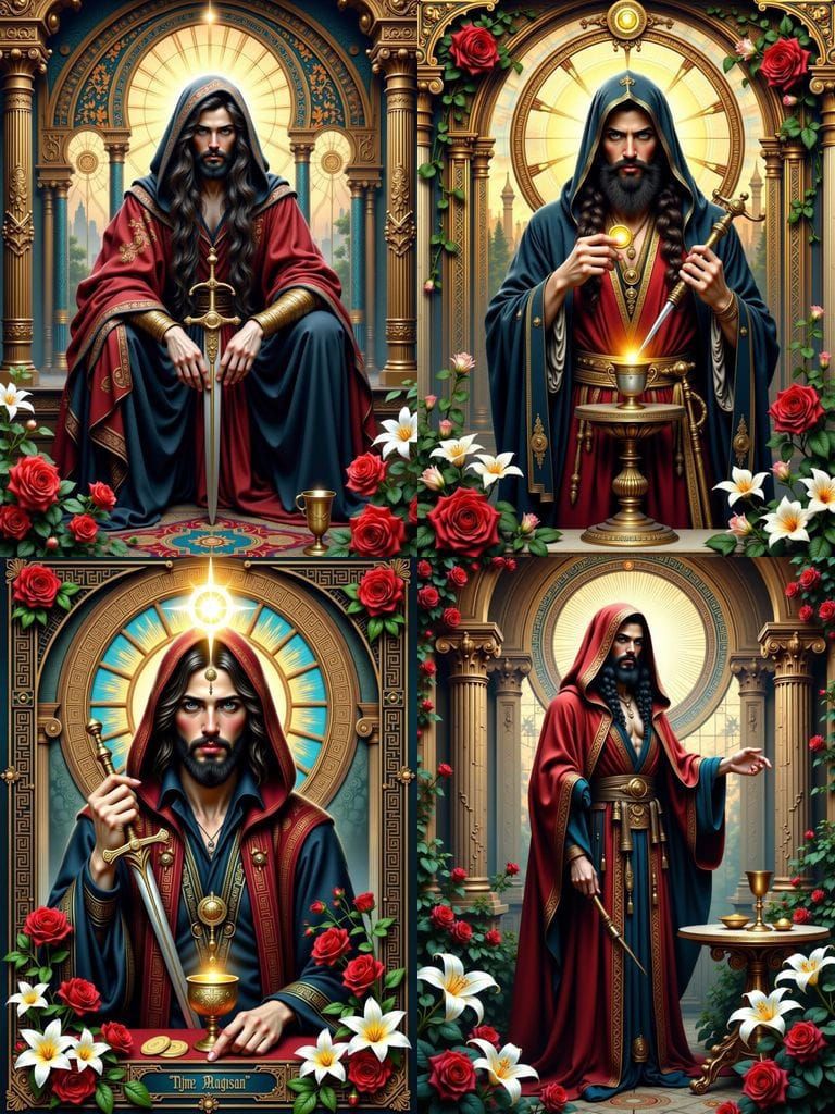 Ethereal Tarot Card in Art Nouveau Style with a Mysterious W...