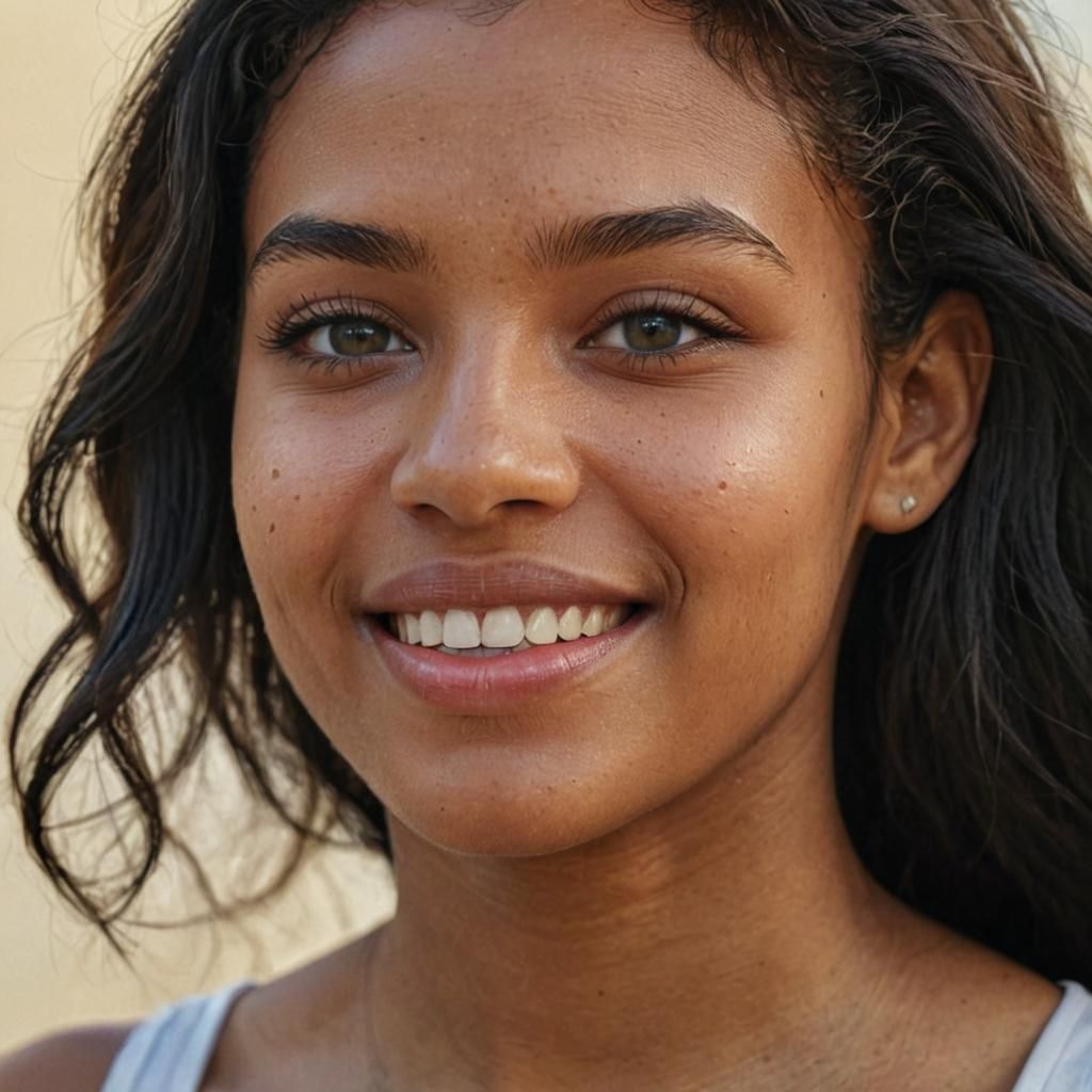 Photorealistic Portrait of a Smiling Dominican Woman