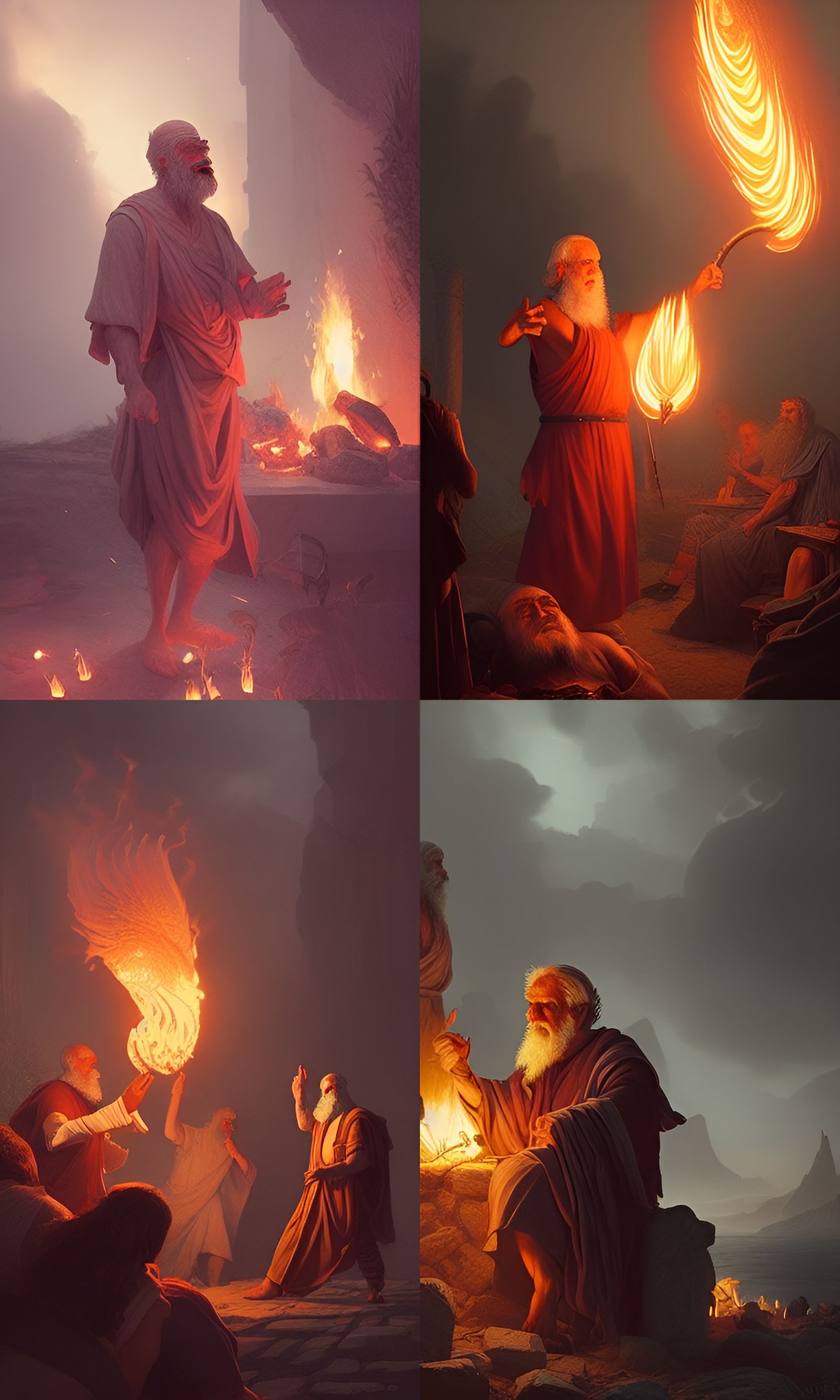 Greek Storyteller at Night in Photorealistic Detail