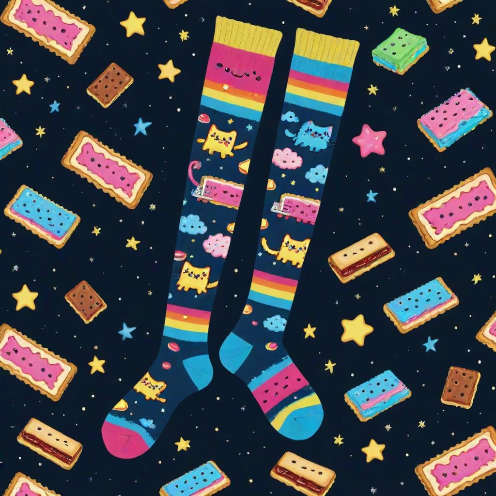 Nyan Cat Pop-Tart Knee High Socks in Space