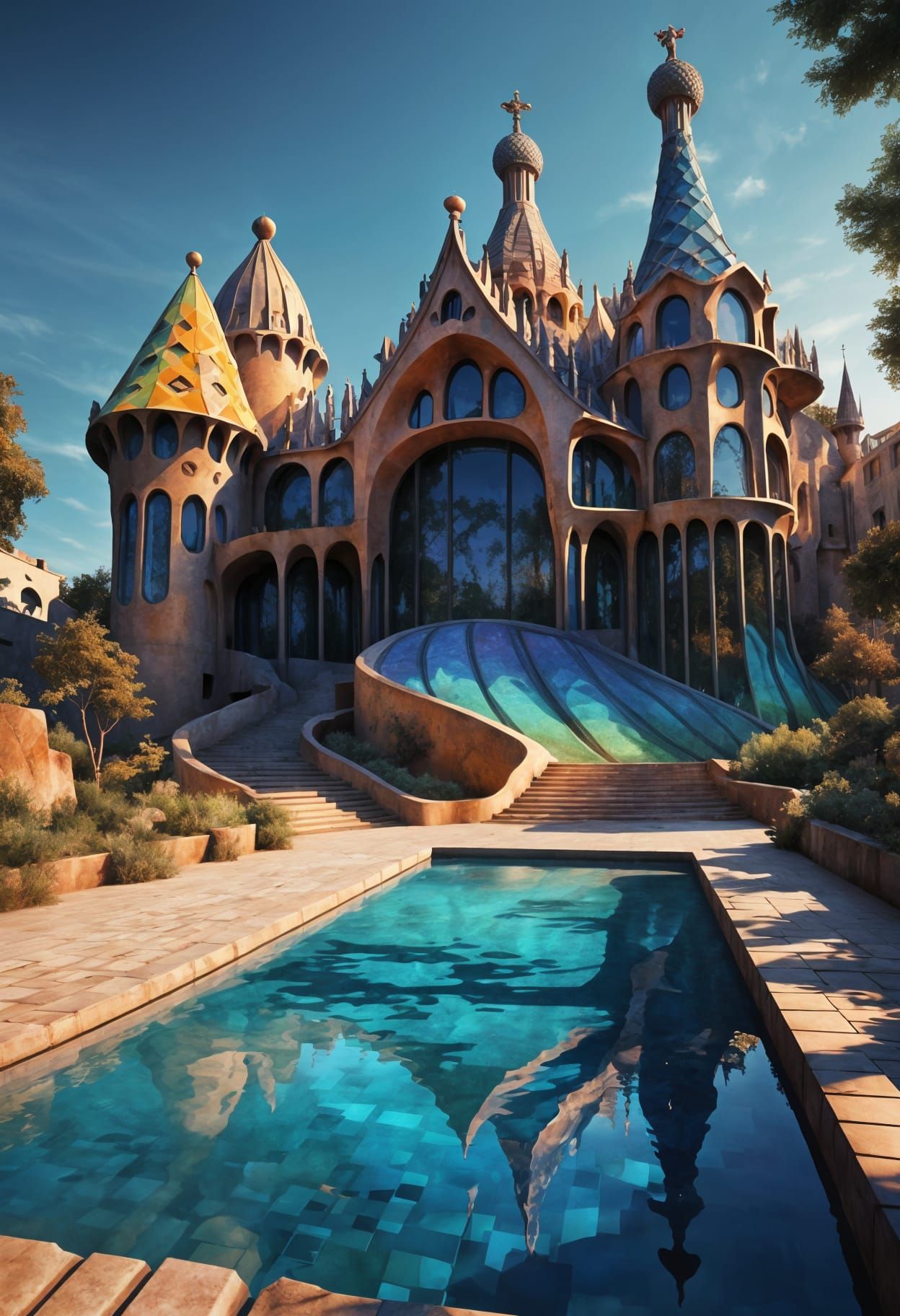 Psychedelic Palace in Pop Art Style