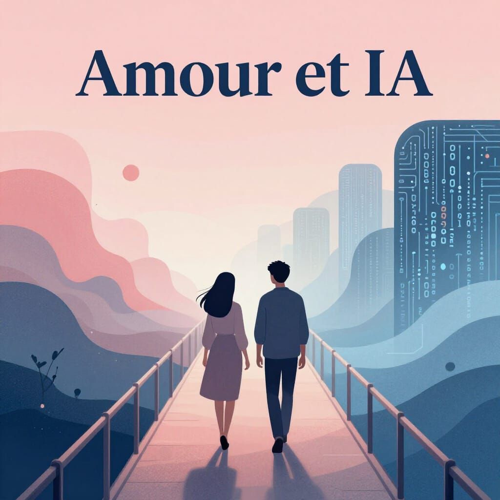 Couple Walks Luminous Path Between Tech and Love