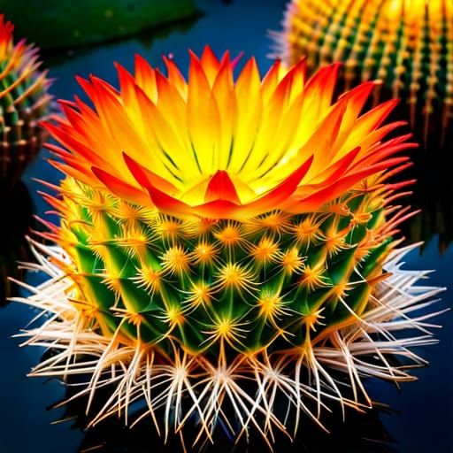 Golden Barrel Cactus in Astral Flower Garden