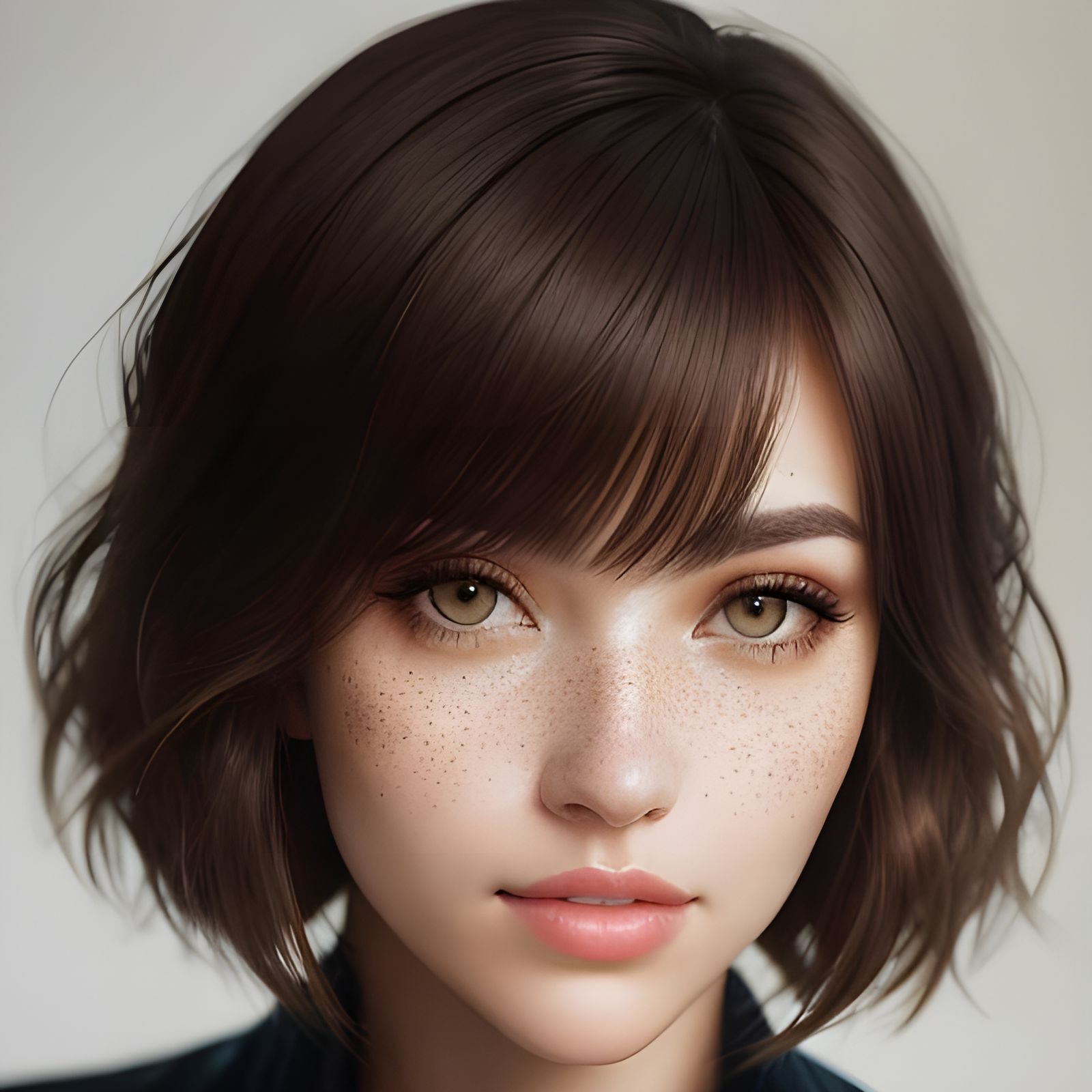 Young Woman with Bob and Bangs Portrait