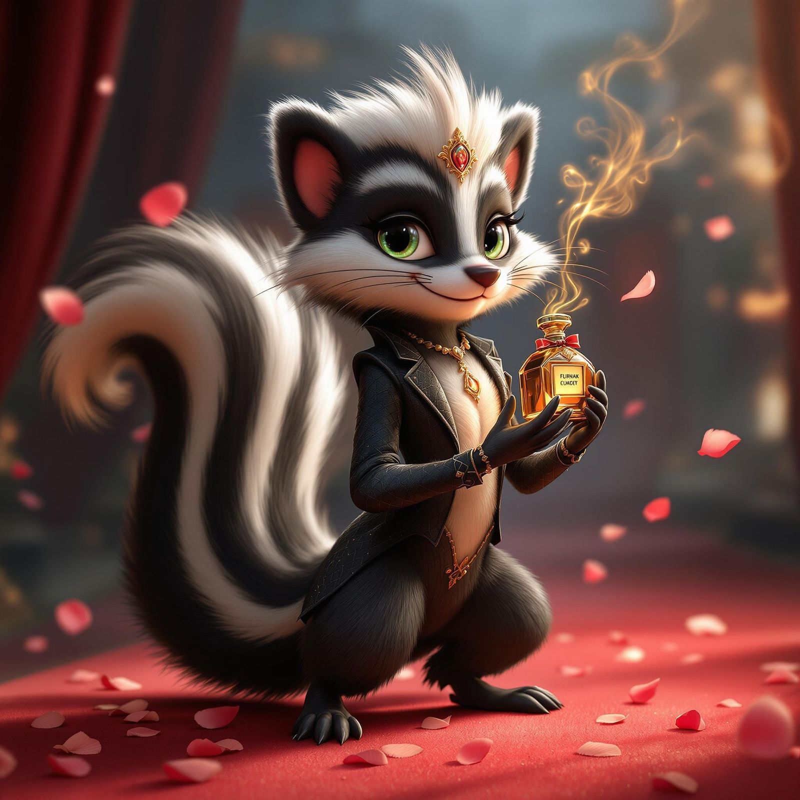 Sultry Skunk Siren in High-Fashion Glamour