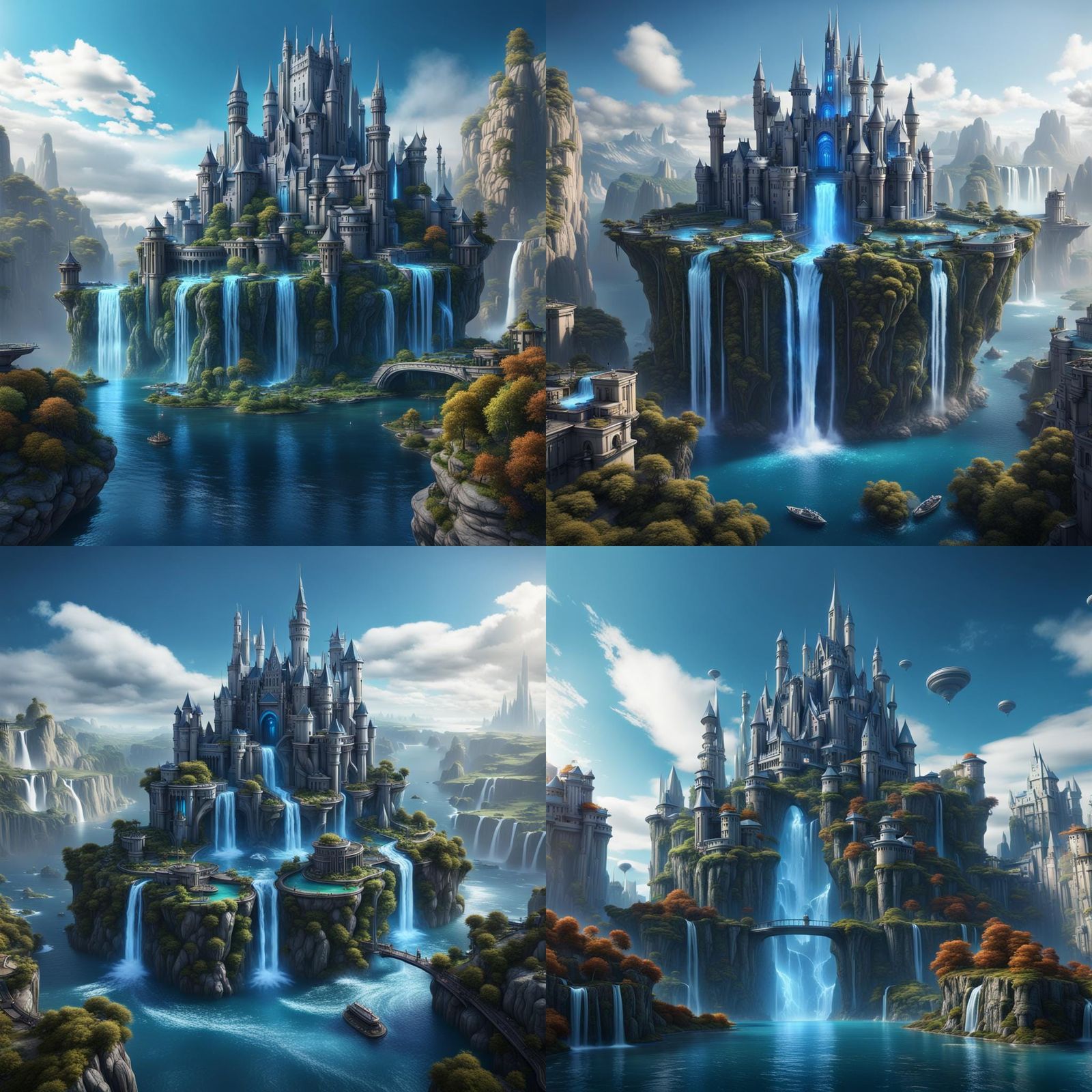 Futuristic City on Floating Island: Digital Art
