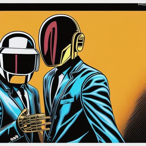 Daft Punk in Comic Book Art Style