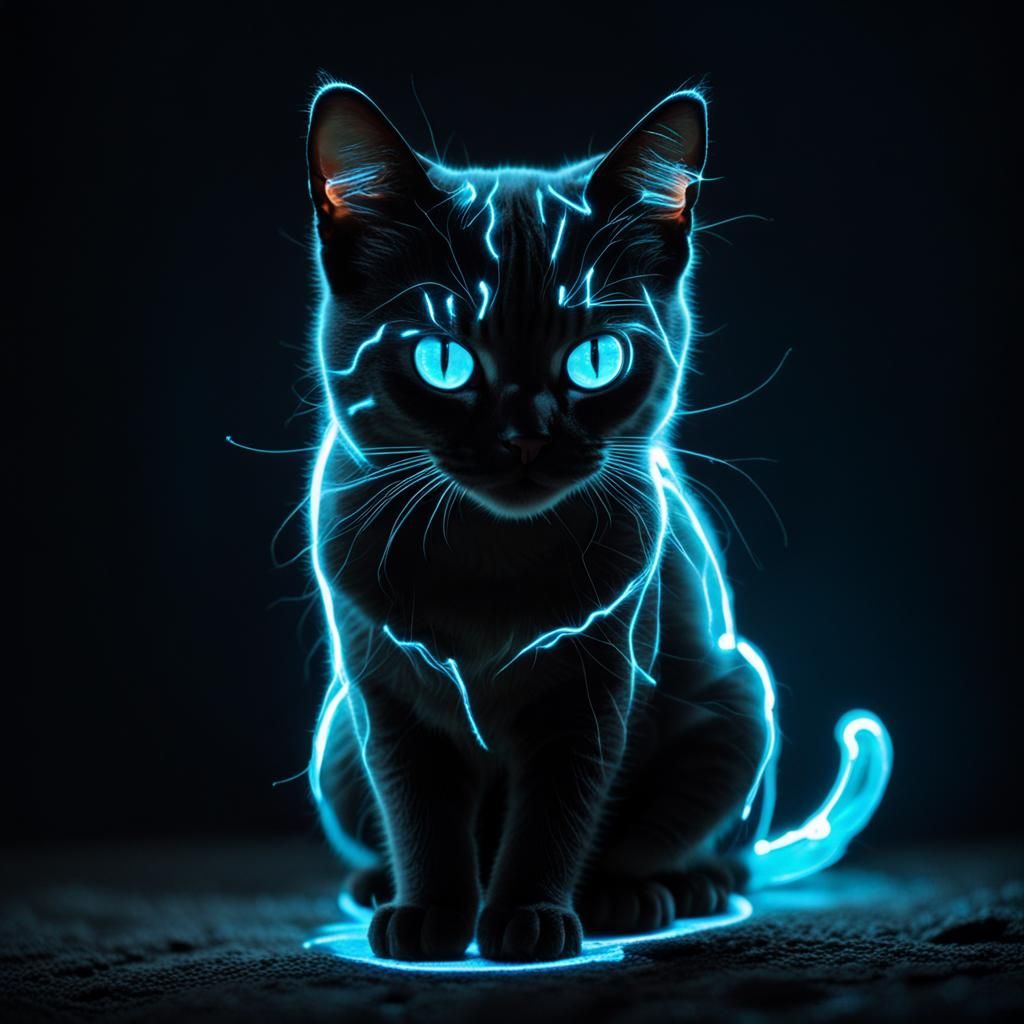 Bioluminescent Cat: Glowing Feline Portrait