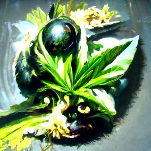 Cannabis Plant in Oil Painting Style
