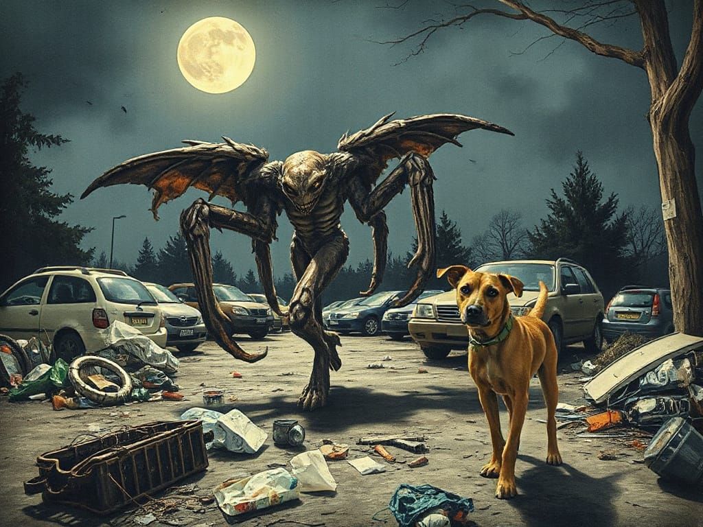 Lovecraftian Creature Dances in Junkyard, Beryl Cook Style