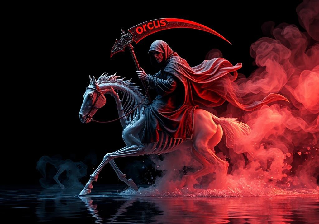 Grim Reaper on Skeletal Horse Digital Painting