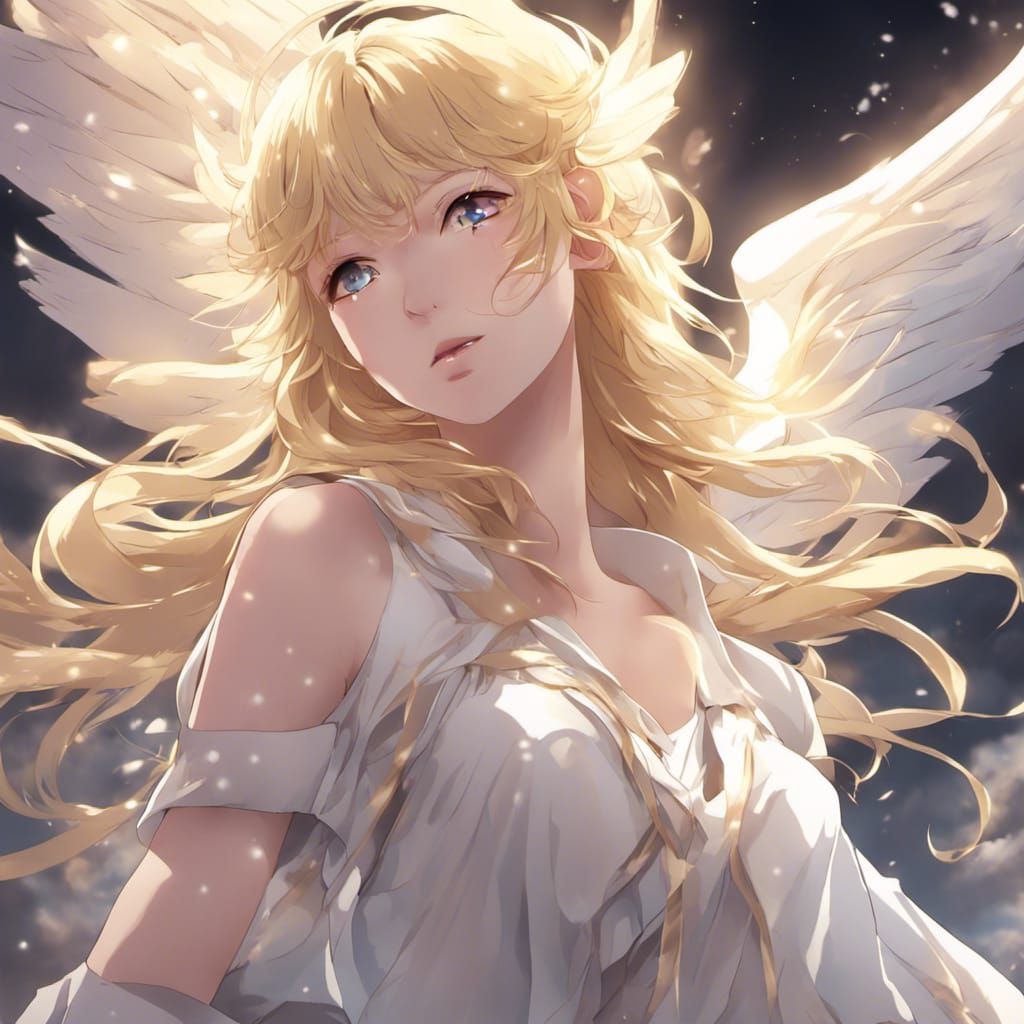 Blonde Angel in Anime Style, Light Aura