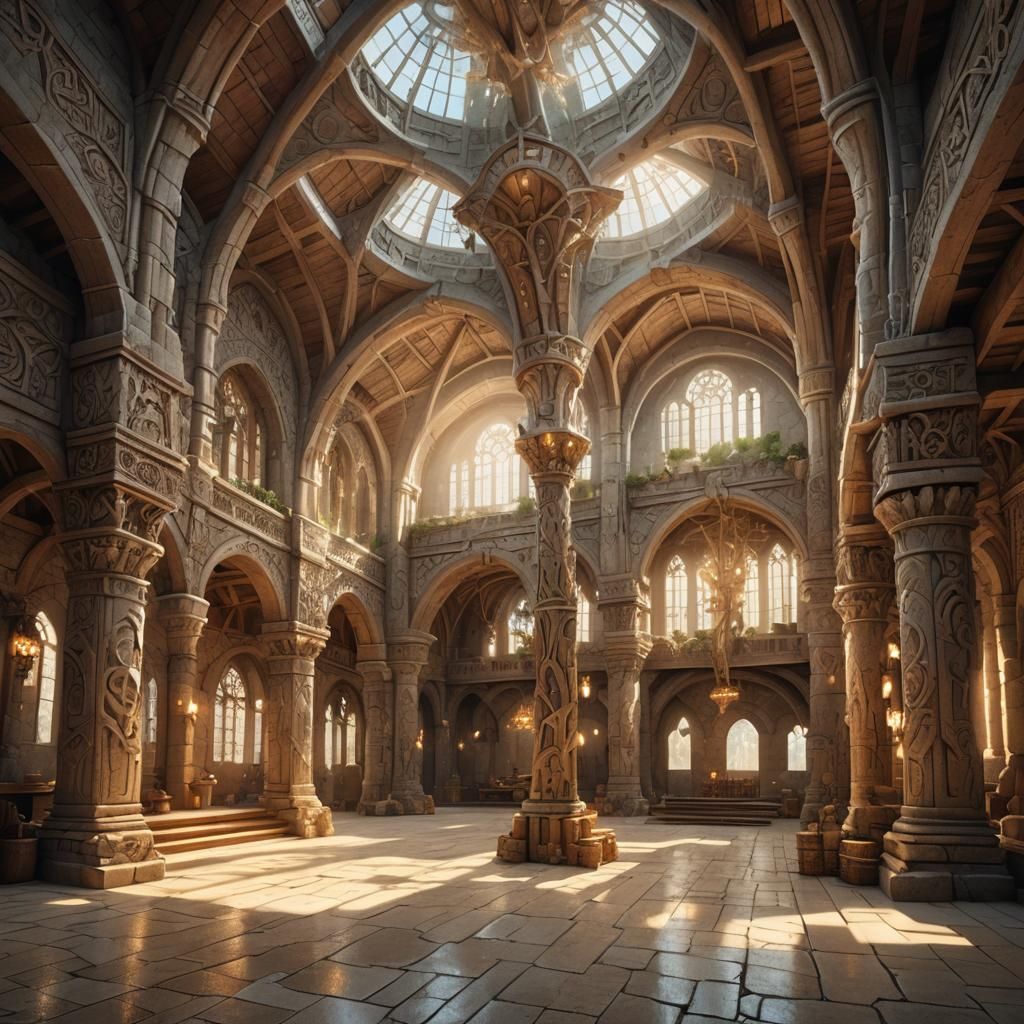 Fantasy Norse Elves Temple in Viking Style