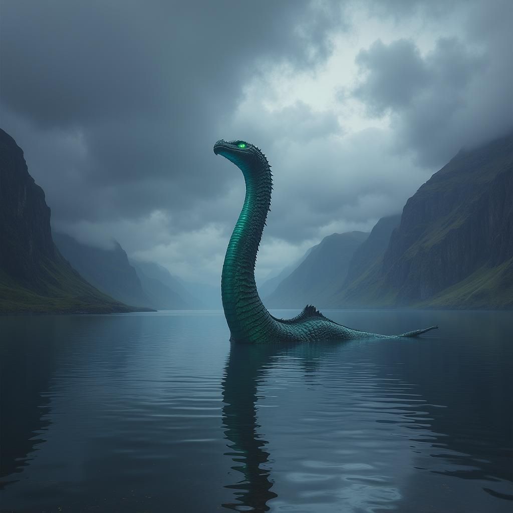 Majestic Loch Ness Monster in Fantasy Concept Art