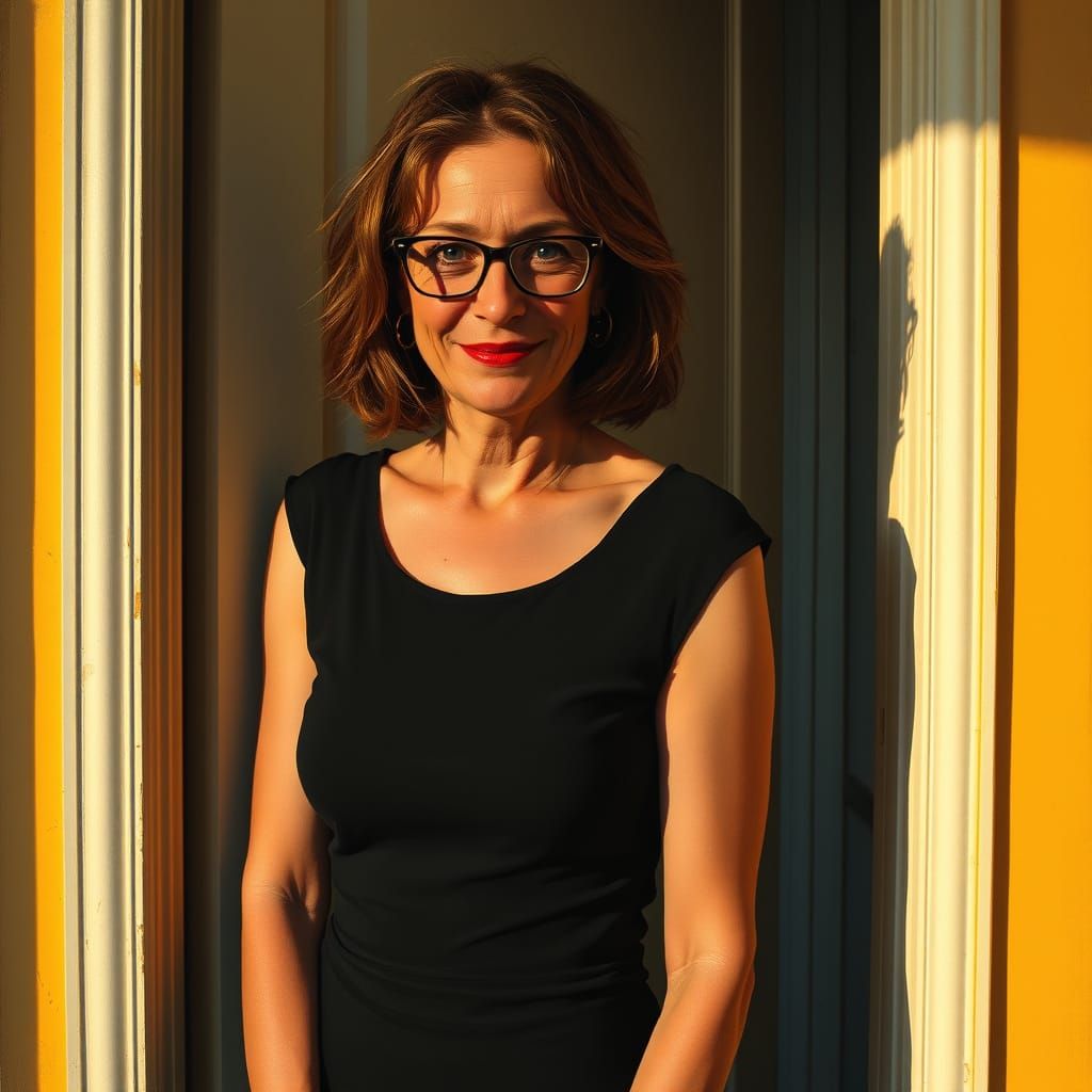 Disheveled Woman in Warm, Golden Light