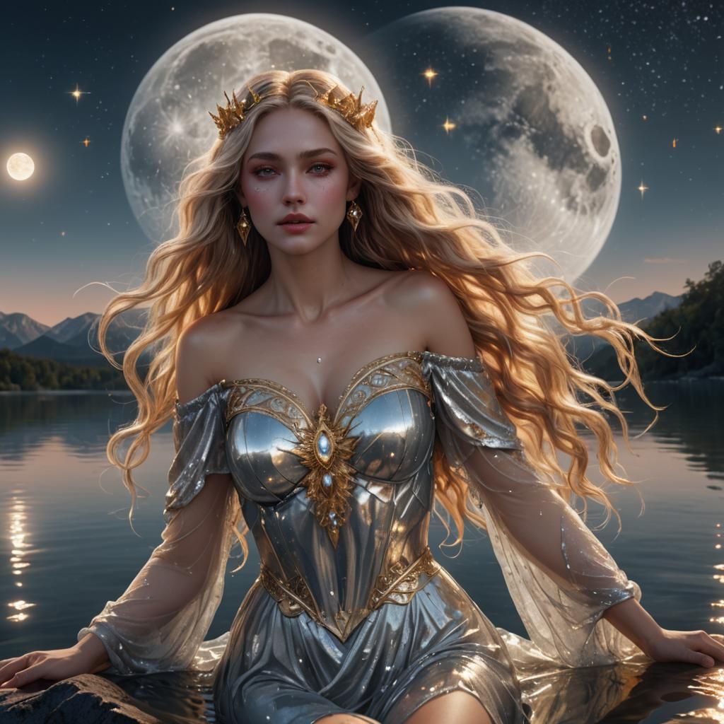 Goddess Rising from Crystal Lake, Fantasy Concept Art