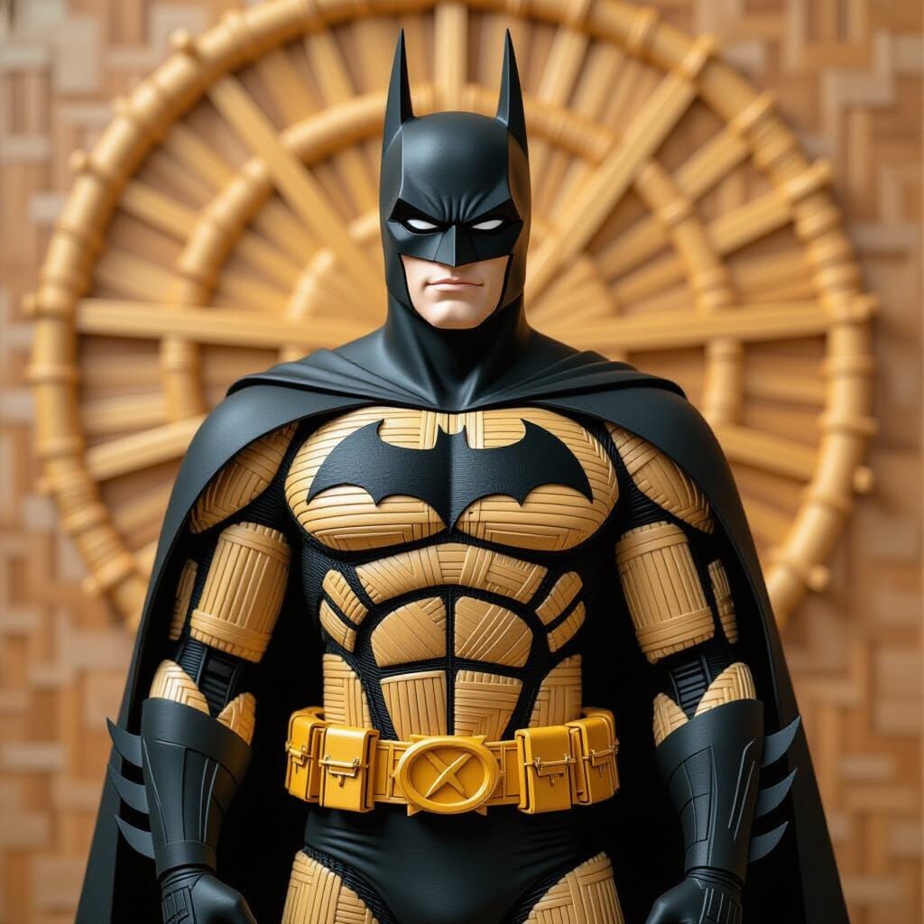 Batman Statue Crafted from Intricately Woven Bamboo