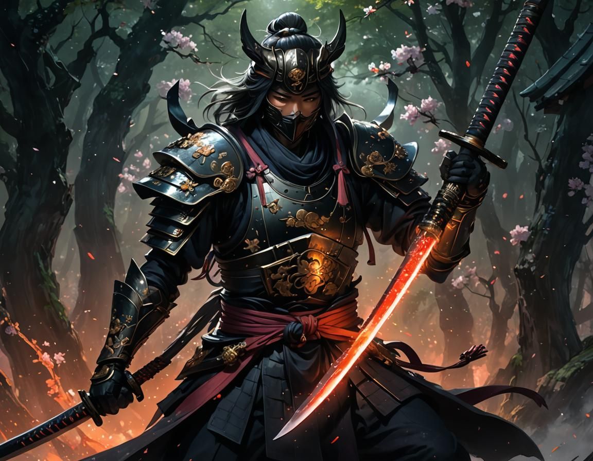 Rainbow Cherry Blossom Samurai: Anime Concept Art