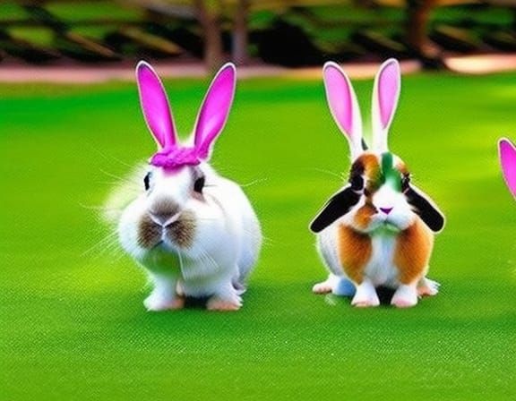Cute Rabbits Party in a Sunny Park